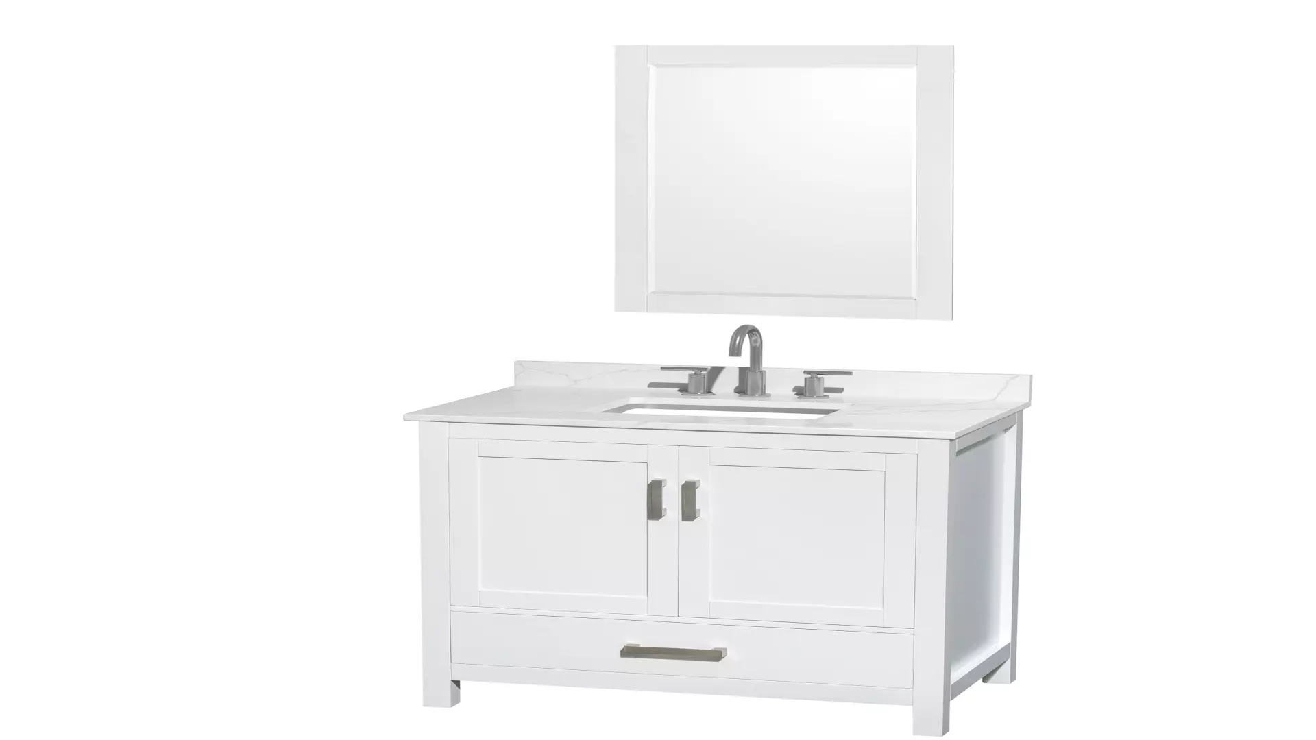 Sheffield 36 Inch Single Bathroom Vanity in White, Giotto Quartz Countertop, Undermount Square Sink (3-Hole), Brushed Chrome Trim, 24 Inch Mirror material