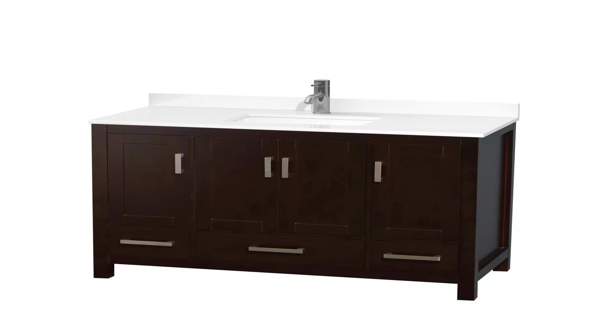 Sheffield 48 Inch Single Bathroom Vanity in Espresso, White Quartz Countertop, Undermount Square Sink (1-Hole), Brushed Chrome Trim material