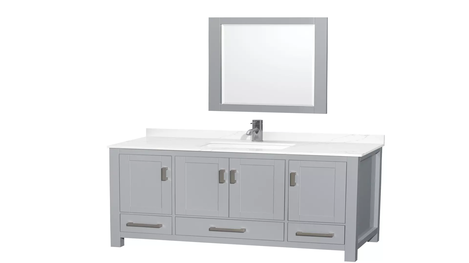 Sheffield 48 Inch Single Bathroom Vanity in Gray, Giotto Quartz Countertop, Undermount Square Sink (1-Hole), Brushed Chrome Trim, 24 Inch Mirror material