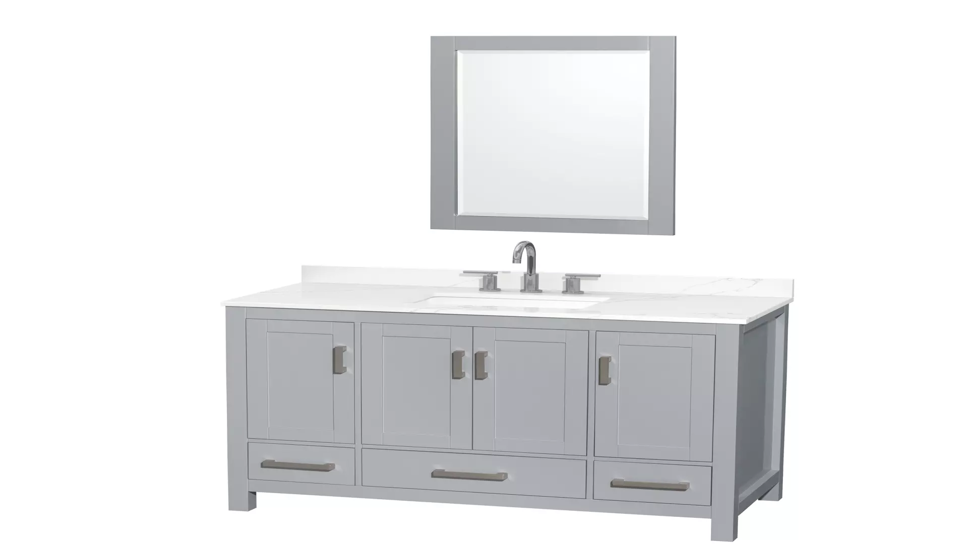Sheffield 48 Inch Single Bathroom Vanity in Gray, Giotto Quartz Countertop, Undermount Square Sink (3-Hole), Brushed Chrome Trim, 24 Inch Mirror material