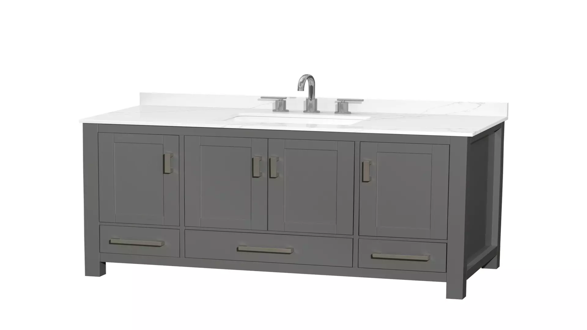 Sheffield 48 Inch Single Bathroom Vanity in Dark Gray, Giotto Quartz Countertop, Undermount Square Sink (3-Hole), Brushed Chrome Trim material
