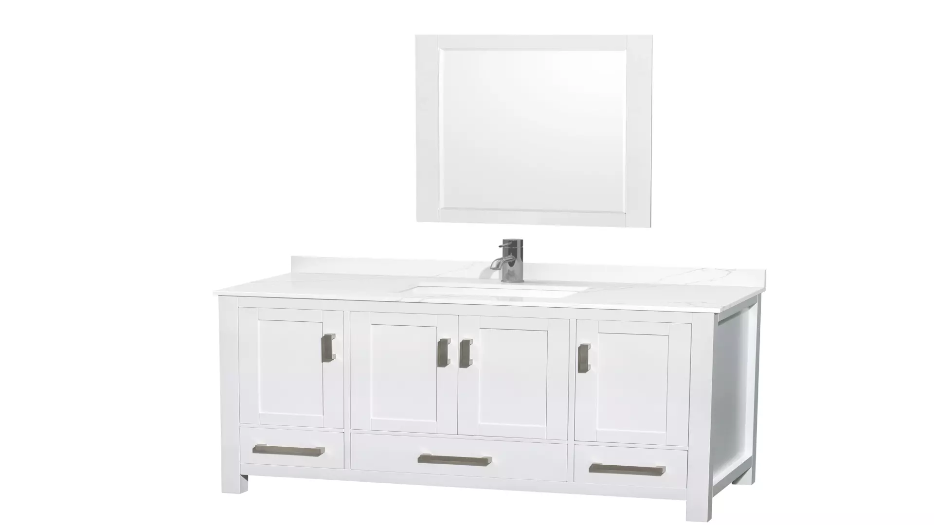 Sheffield 48 Inch Single Bathroom Vanity in White, Giotto Quartz Countertop, Undermount Square Sink (1-Hole), Brushed Chrome Trim, 24 Inch Mirror material