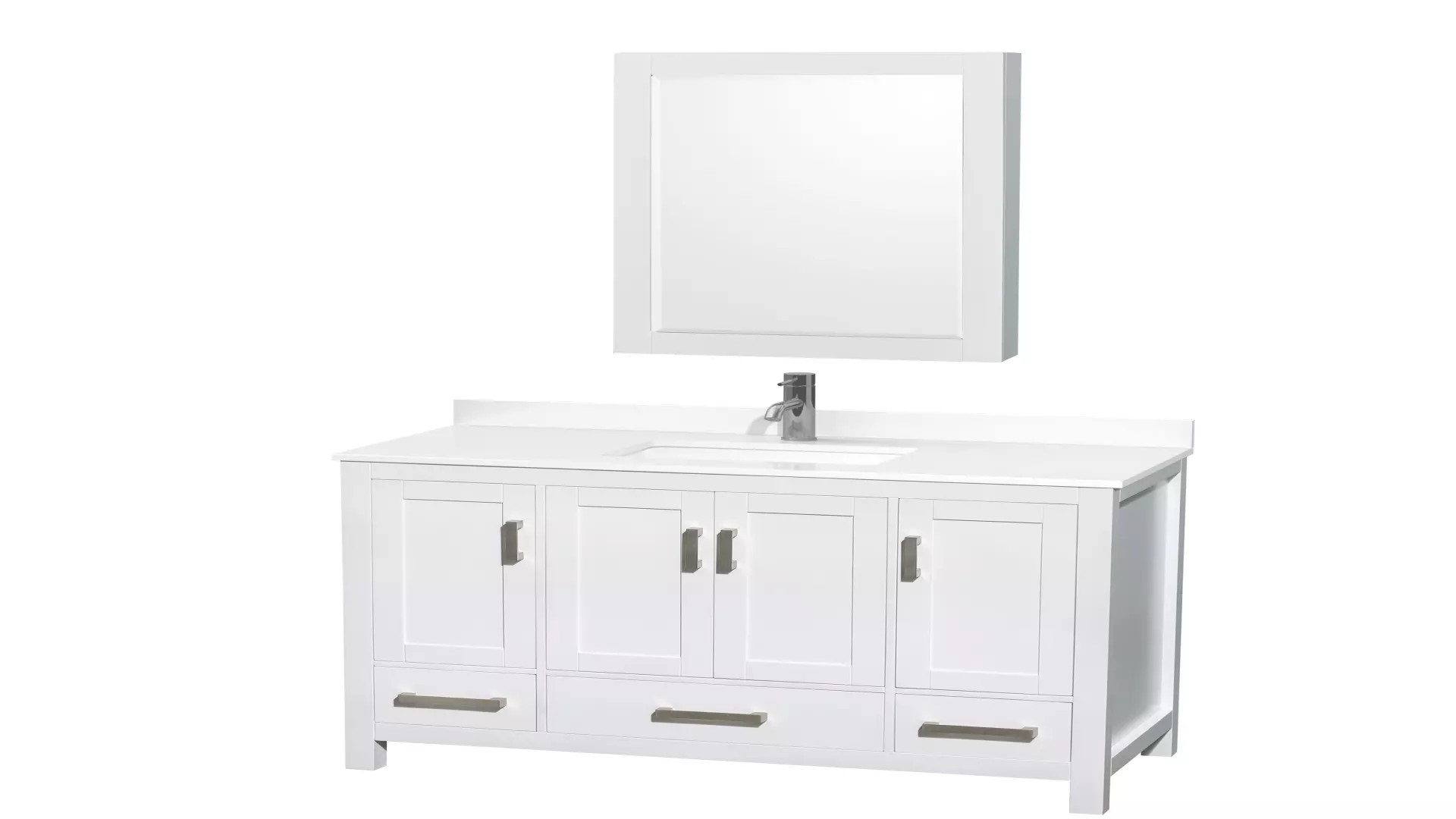 Sheffield 48 Inch Single Bathroom Vanity in White, White Quartz Countertop, Undermount Square Sink, Medicine Cabinet material