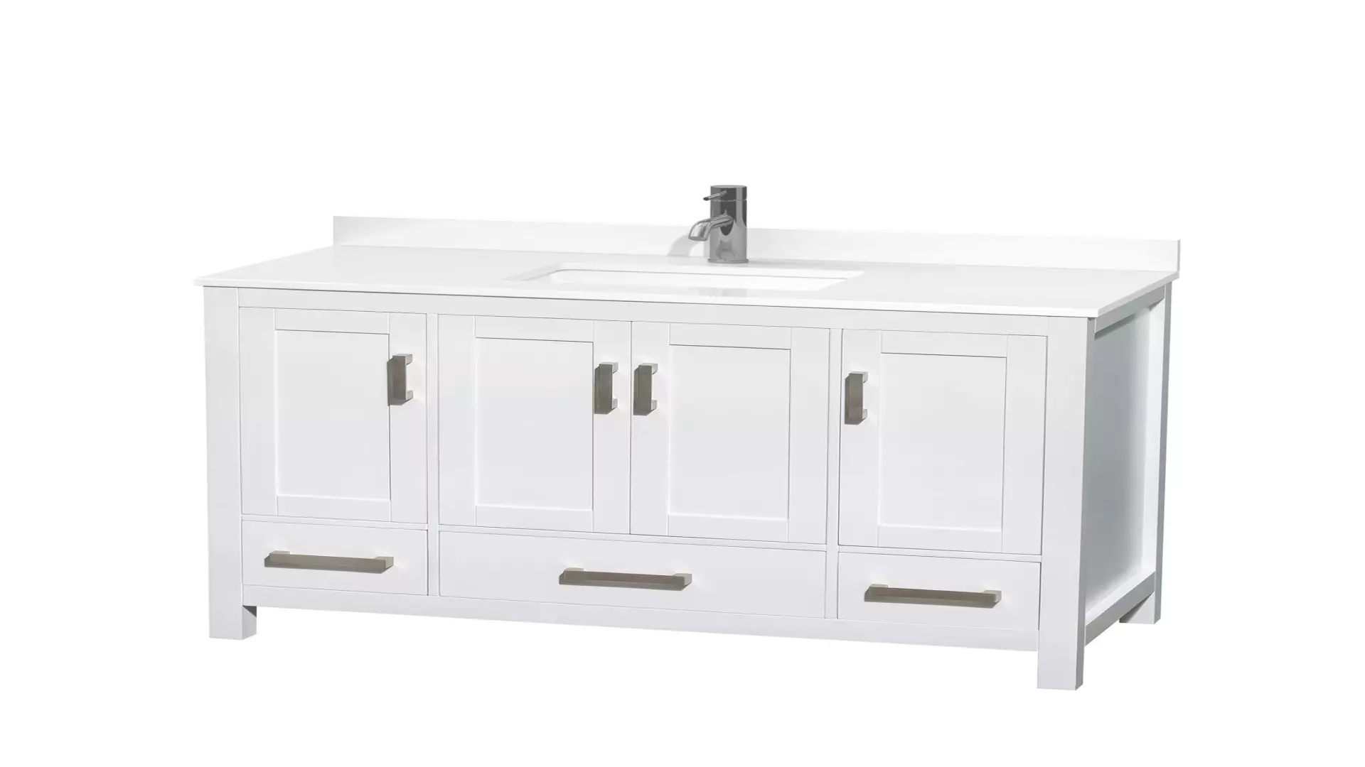 Sheffield 48 Inch Single Bathroom Vanity in White, White Quartz Countertop, Undermount Square Sink material
