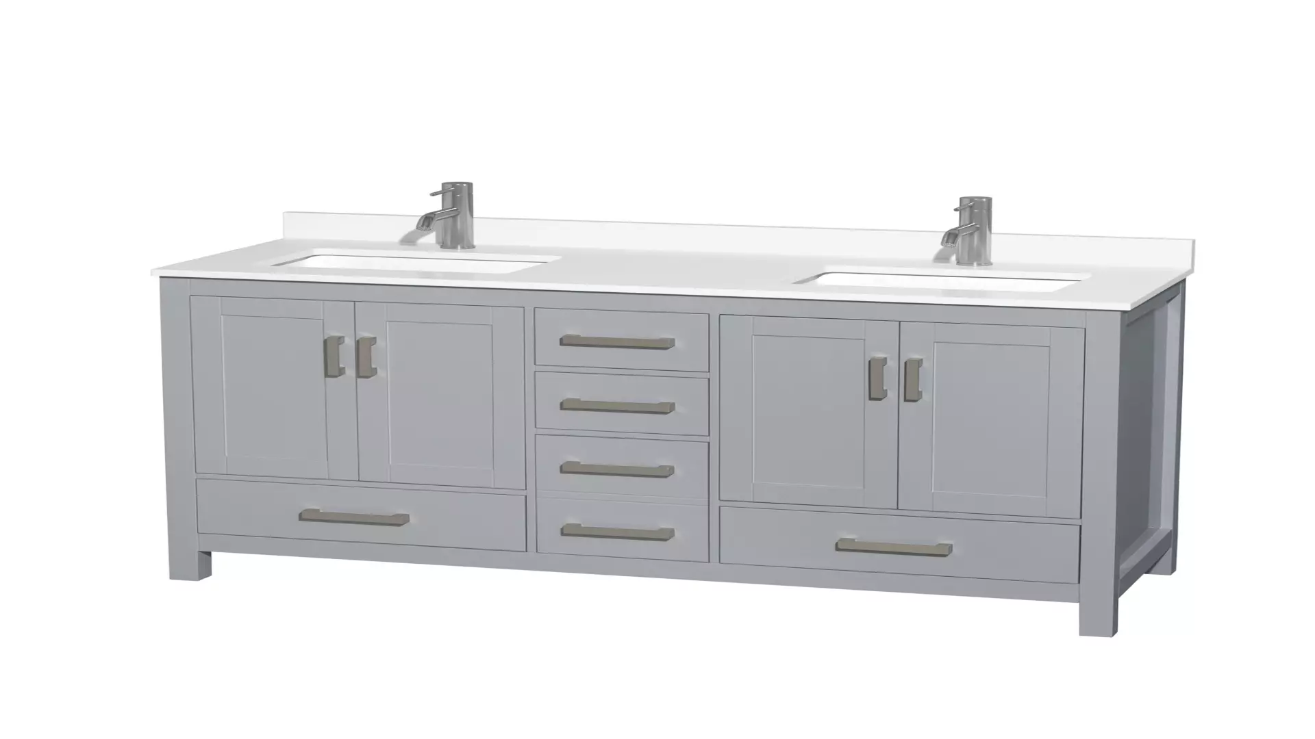 Sheffield 60 Inch Double Bathroom Vanity in Gray, White Quartz Countertop, Undermount Square Sinks material