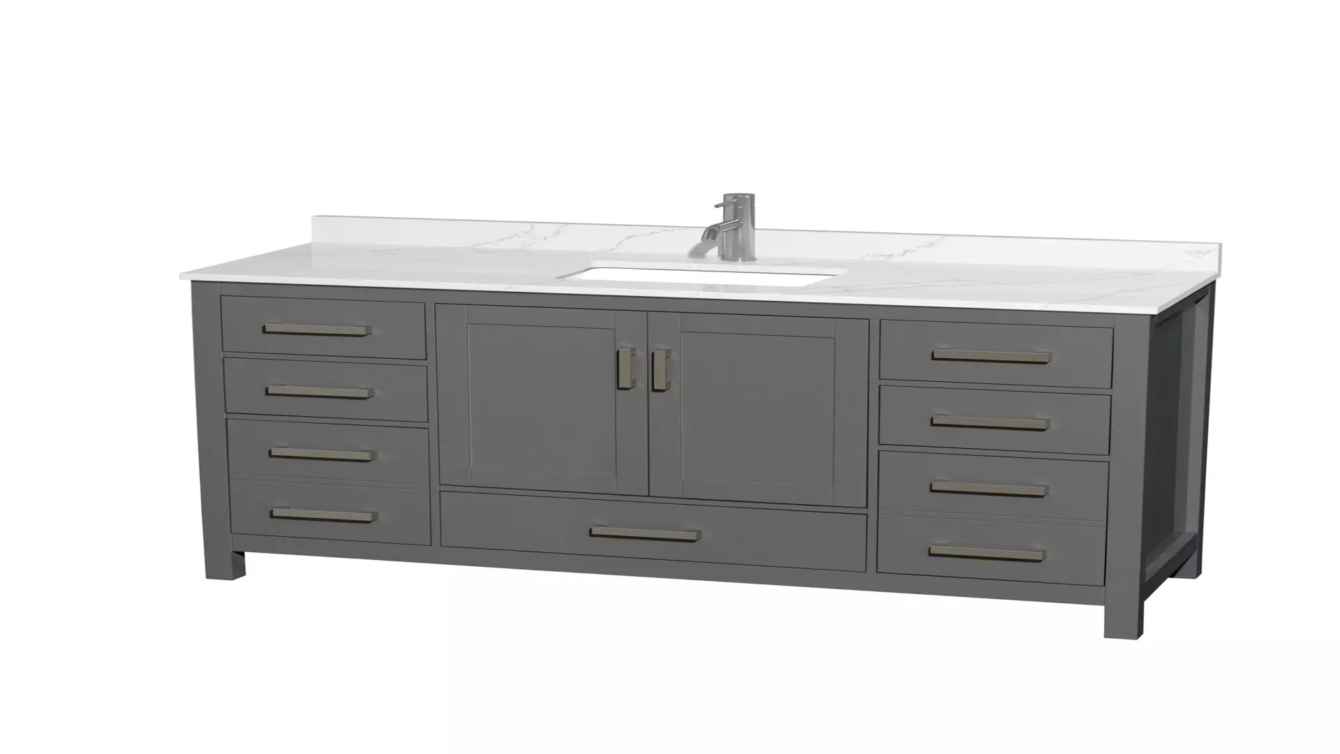 Sheffield 60 Inch Single Bathroom Vanity in Dark Gray, Giotto Quartz Countertop, Undermount Square Sink (1-Hole), Brushed Chrome Trim material