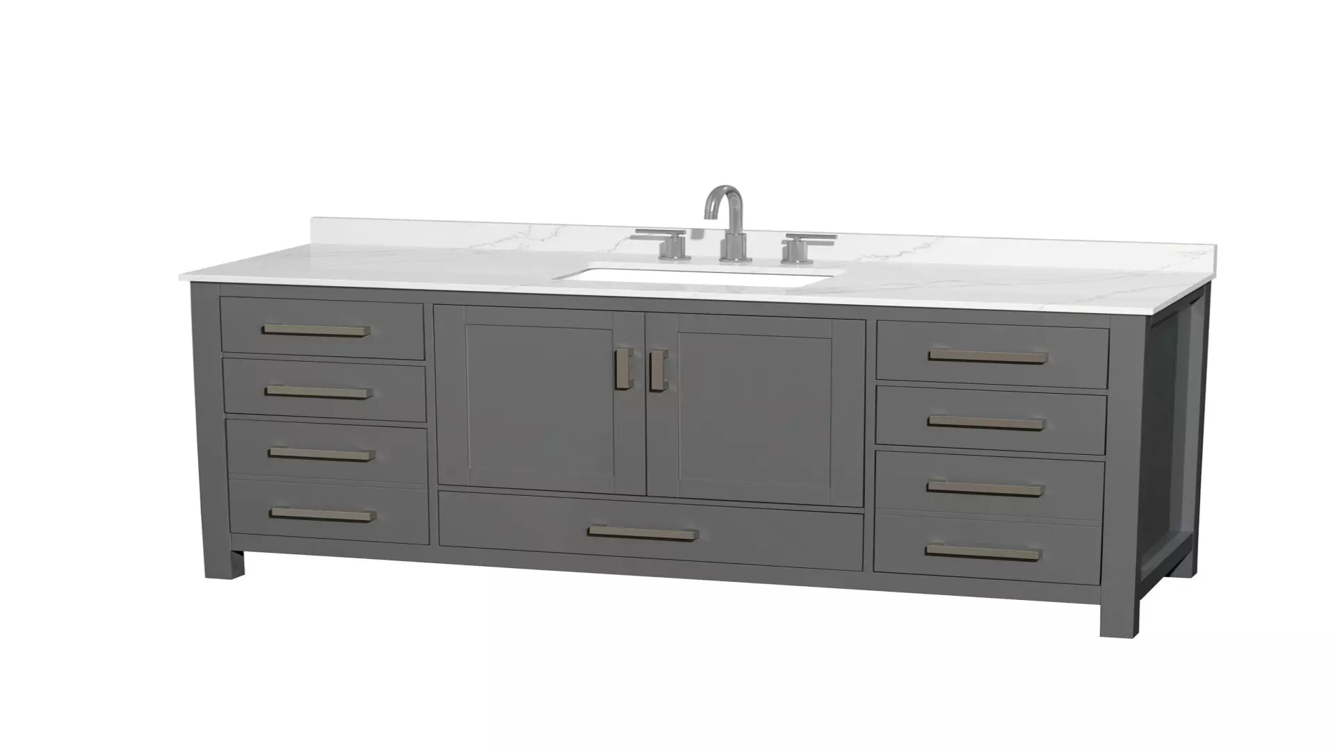 Sheffield 60 Inch Single Bathroom Vanity in Dark Gray, Giotto Quartz Countertop, Undermount Square Sink (3-Hole), Brushed Chrome Trim material