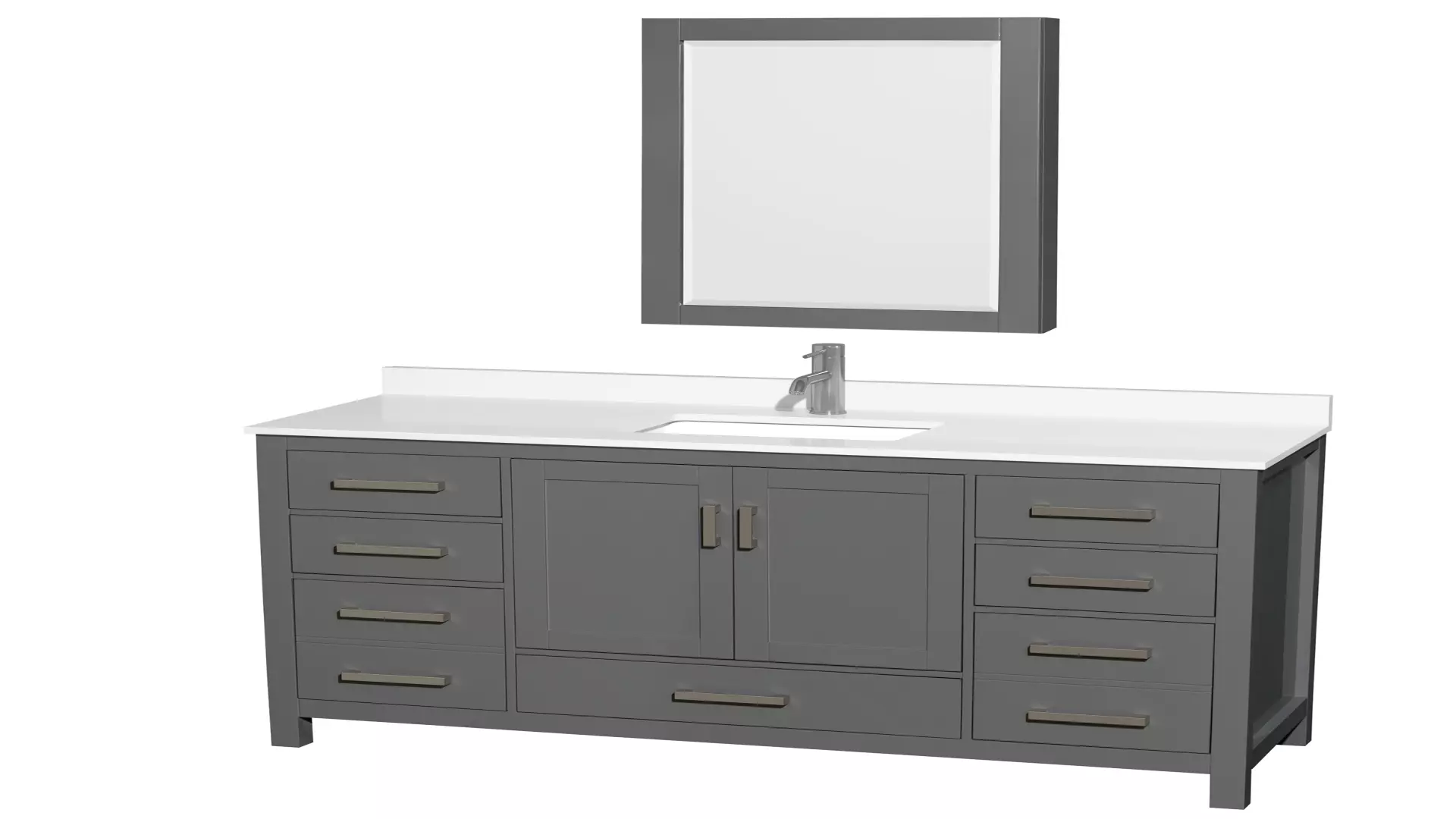 Sheffield 60 Inch Single Bathroom Vanity in Dark Gray, White Quartz Countertop, Undermount Square Sink, Medicine Cabinet material