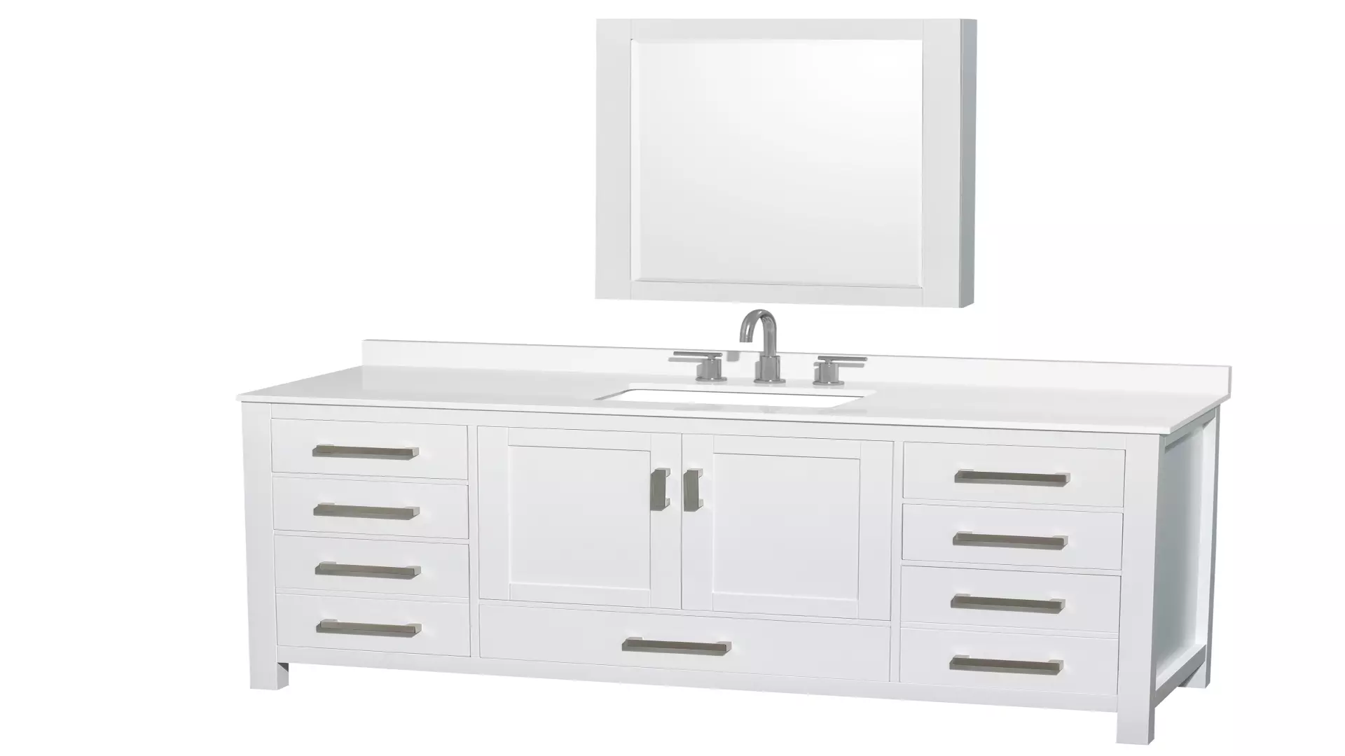 Sheffield 60 Inch Single Bathroom Vanity in White, White Quartz Countertop, Undermount Square Sink (3-Hole), Brushed Chrome Trim, Medicine Cabinet material
