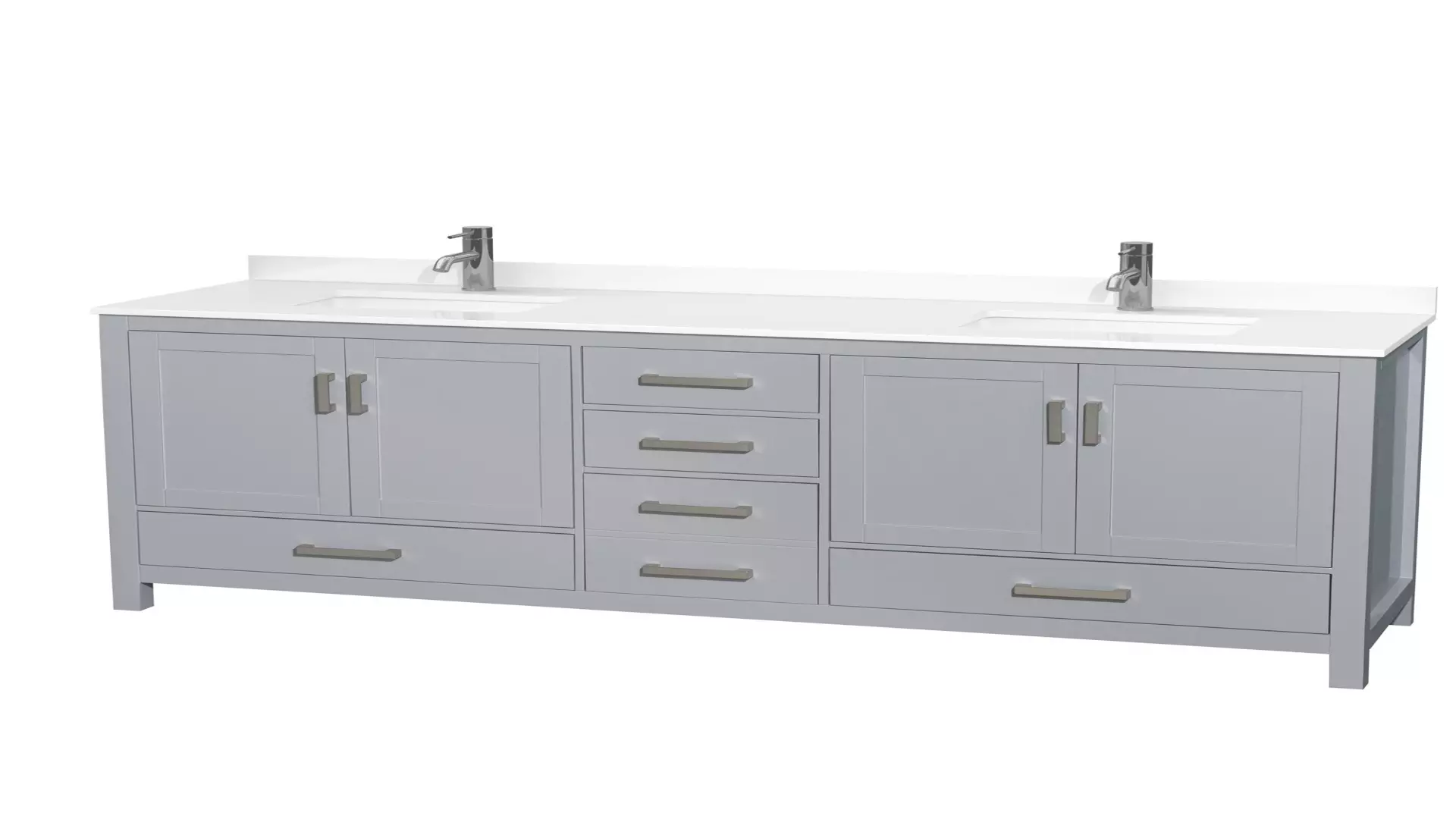 Sheffield 80 Inch Double Bathroom Vanity in Gray, White Quartz Countertop, Undermount Square Sinks material