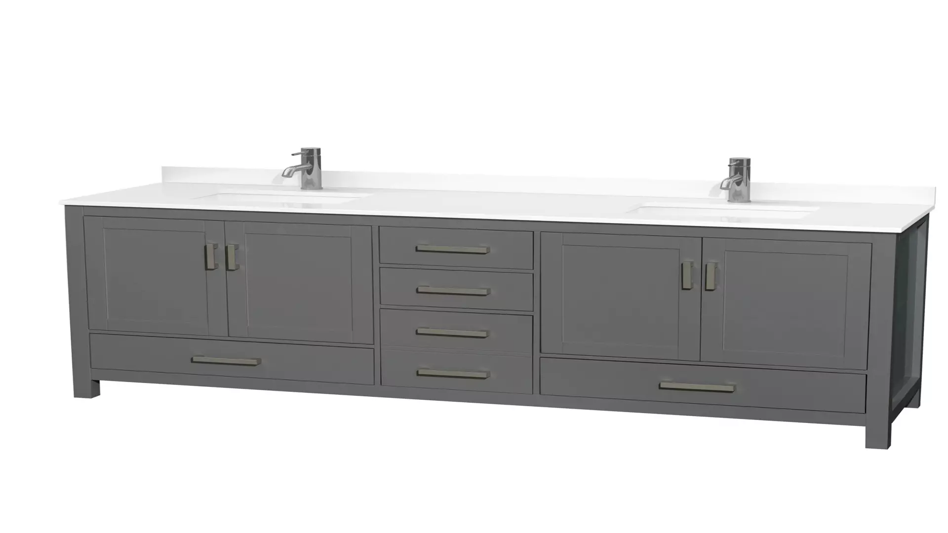 Sheffield 80 Inch Double Bathroom Vanity in Dark Gray, White Quartz Countertop, Undermount Square Sinks material
