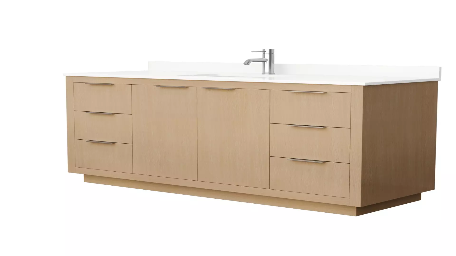Maroni 60 Inch Single Bathroom Vanity in Light Straw, White Quartz Countertop, Undermount Square Sink (1-Hole), Brushed Nickel Trim material