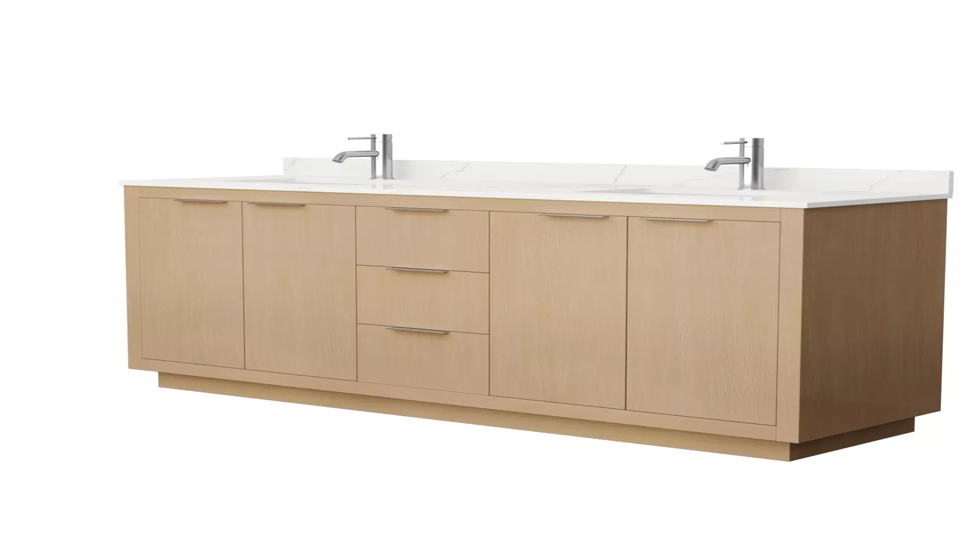 Maroni 72 Inch Double Bathroom Vanity in Light Straw, Giotto Quartz Countertop, Undermount Square Sinks (1-Hole), Brushed Nickel Trim material