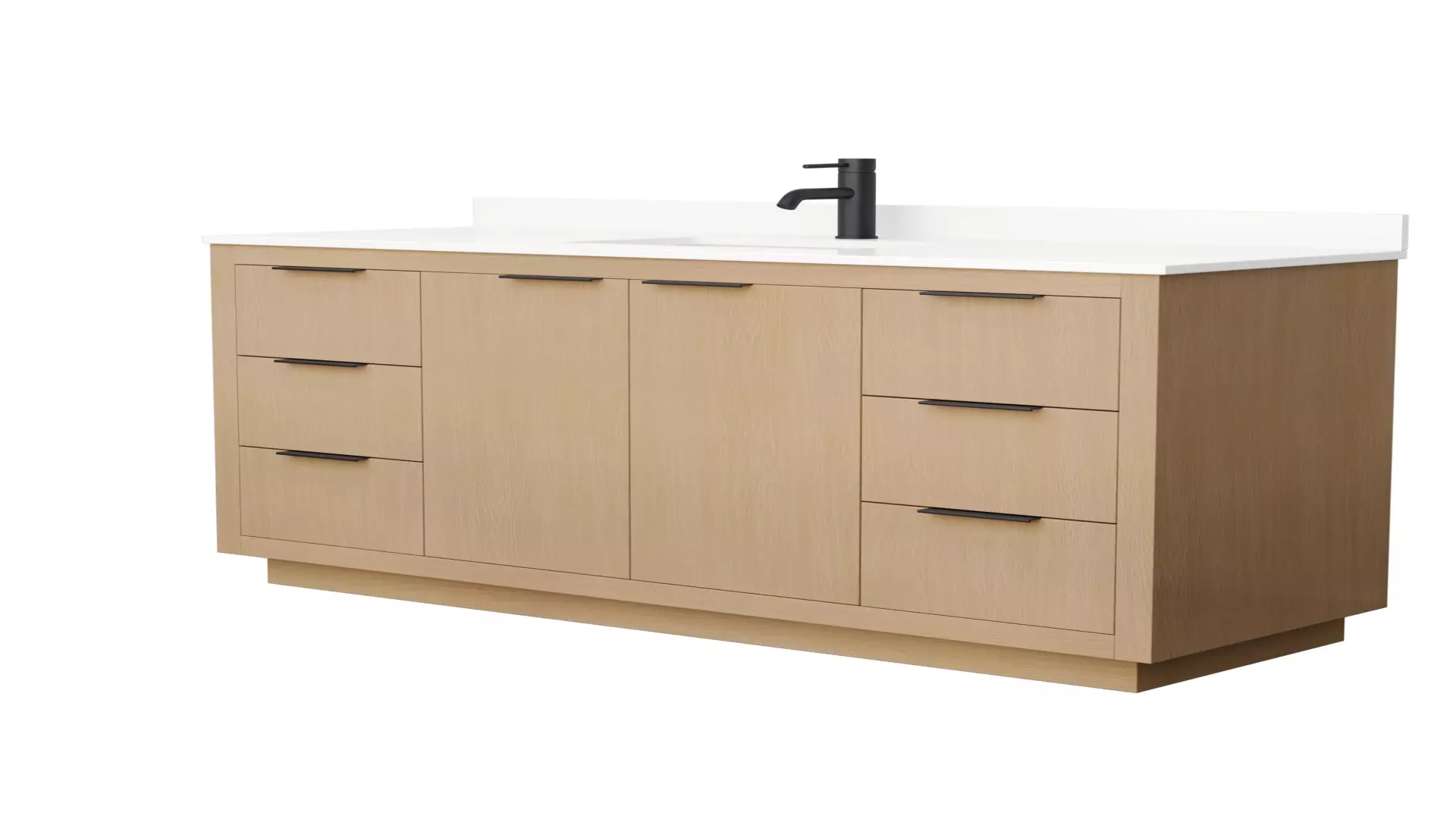 Maroni 60 Inch Single Bathroom Vanity in Light Straw, White Quartz Countertop, Undermount Square Sink (1-Hole), Matte Black Trim material