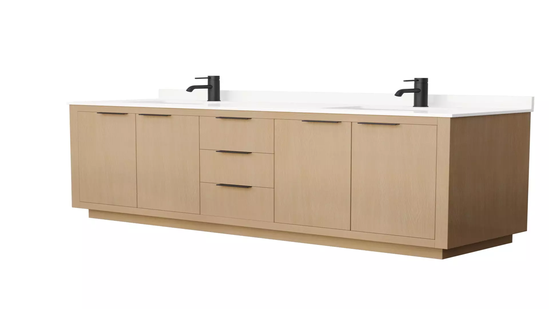 Maroni 72 Inch Double Bathroom Vanity in Light Straw, White Quartz Countertop, Undermount Square Sinks (1-Hole), Matte Black Trim material