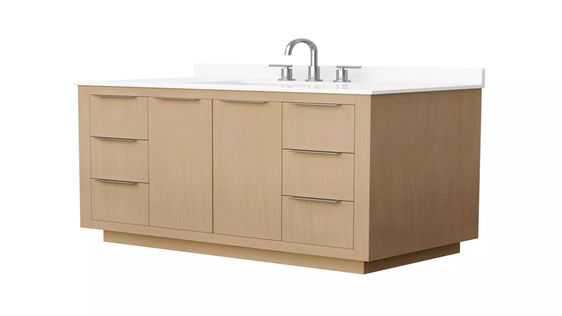 Maroni 42 Inch Single Bathroom Vanity in Light Straw, White Quartz Countertop, Undermount Square Sink (3-Hole), Brushed Nickel Trim material