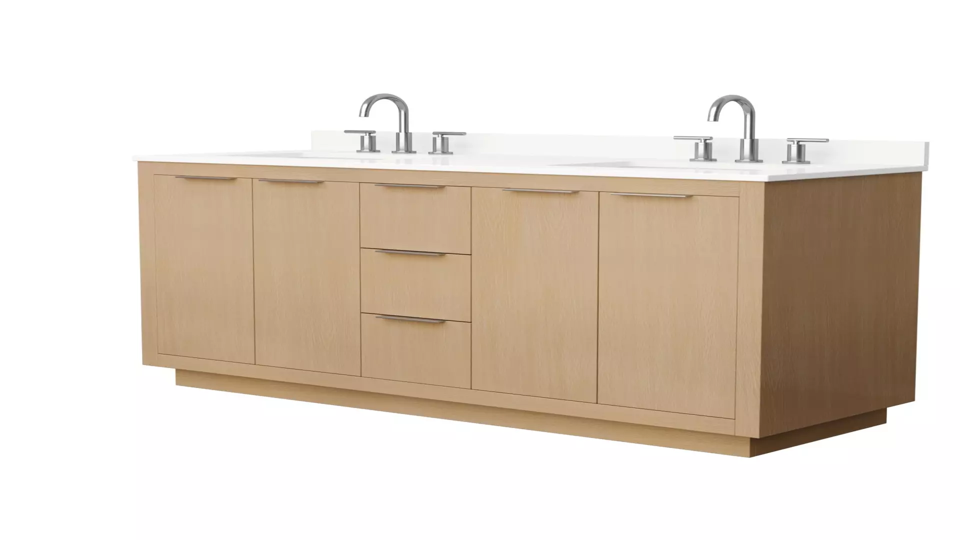 Maroni 60 Inch Double Bathroom Vanity in Light Straw, White Quartz Countertop, Undermount Square Sinks (3-Hole), Brushed Nickel Trim material