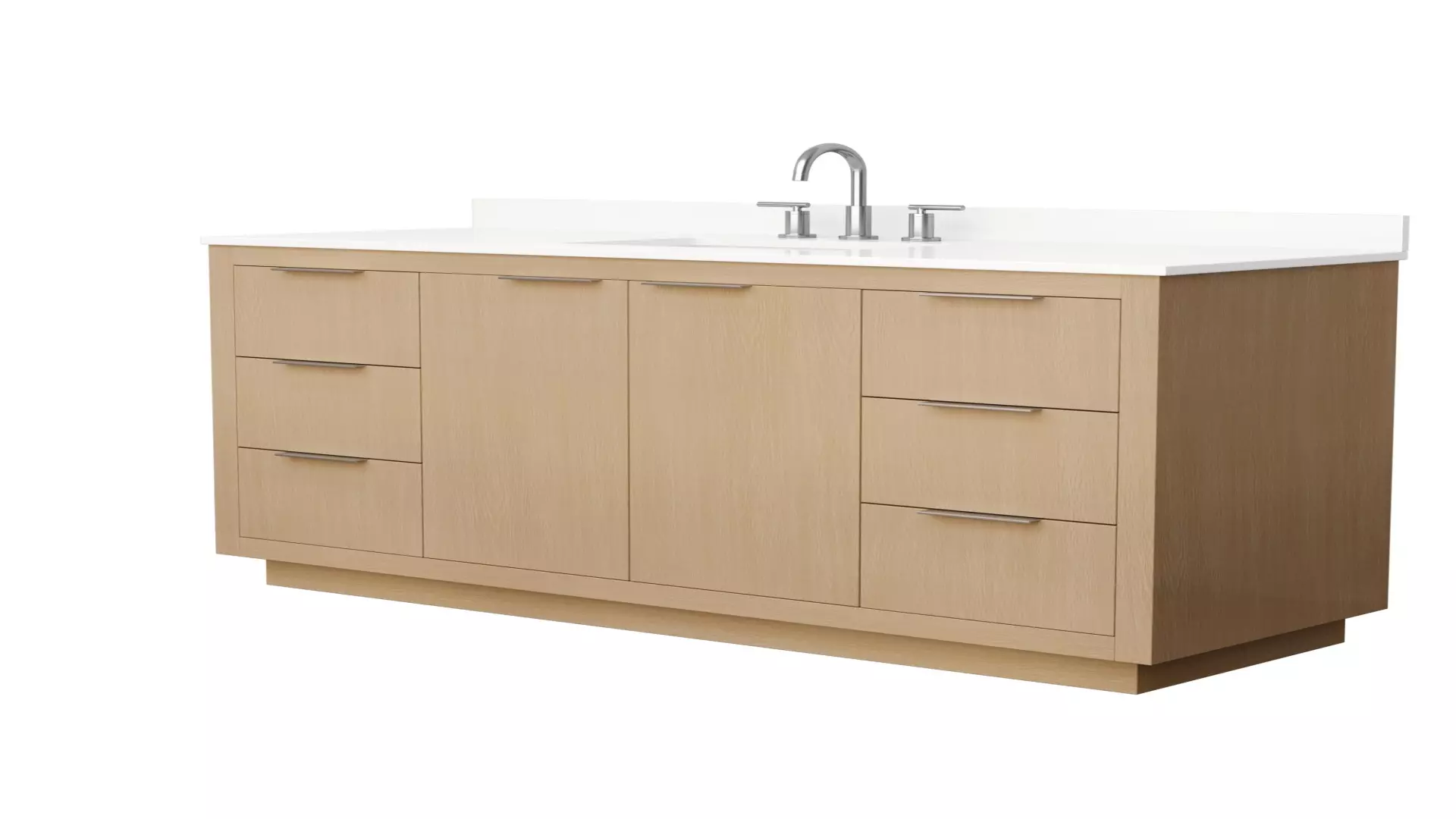 Maroni 60 Inch Single Bathroom Vanity in Light Straw, White Quartz Countertop, Undermount Square Sink (3-Hole), Brushed Nickel Trim material