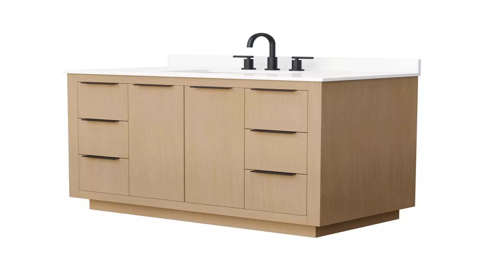 Maroni 42 Inch Single Bathroom Vanity in Light Straw, White Quartz Countertop, Undermount Square Sink (3-Hole), Matte Black Trim material