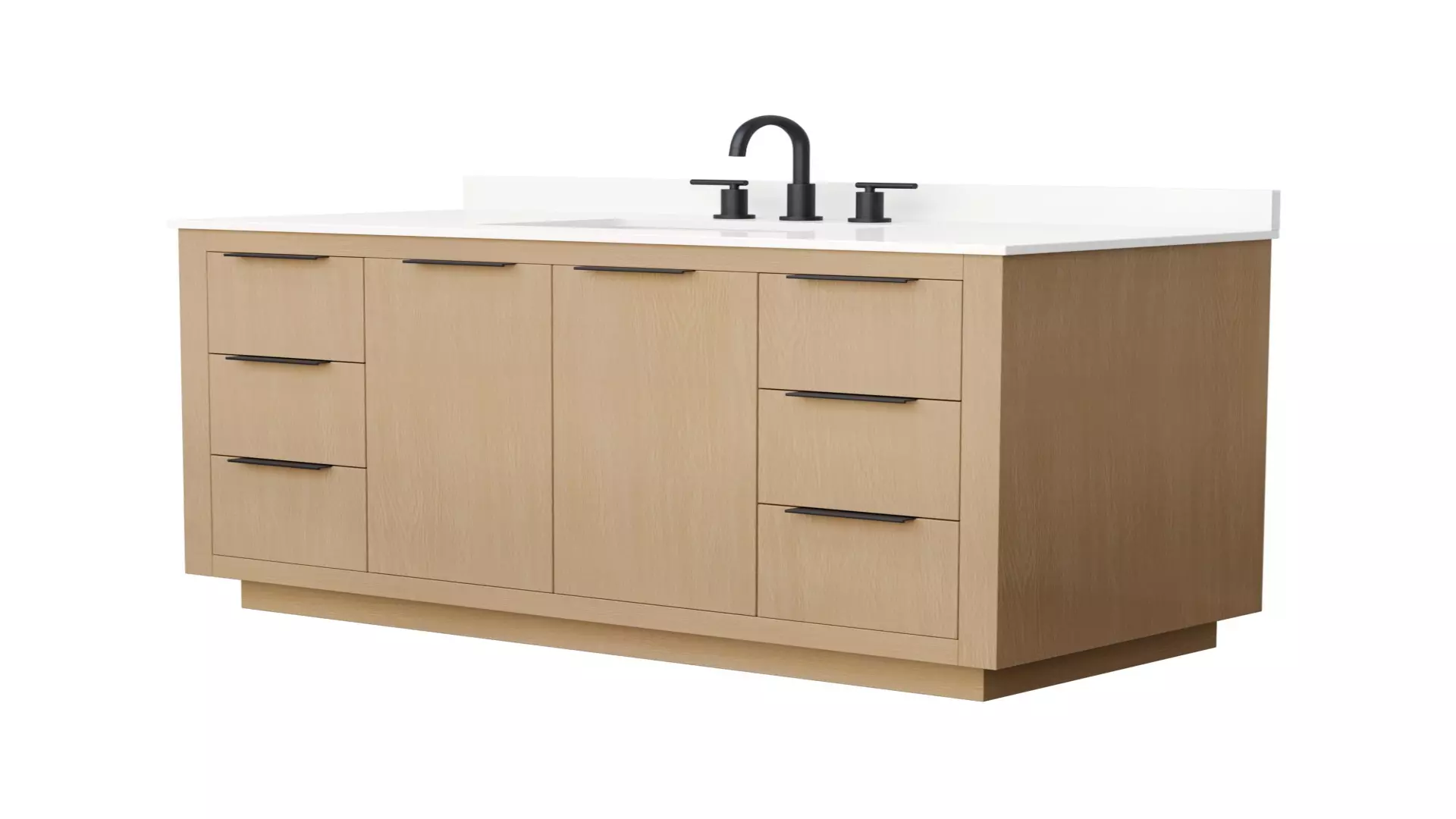 Maroni 48 Inch Single Bathroom Vanity in Light Straw, White Quartz Countertop, Undermount Square Sink (3-Hole), Matte Black Trim material