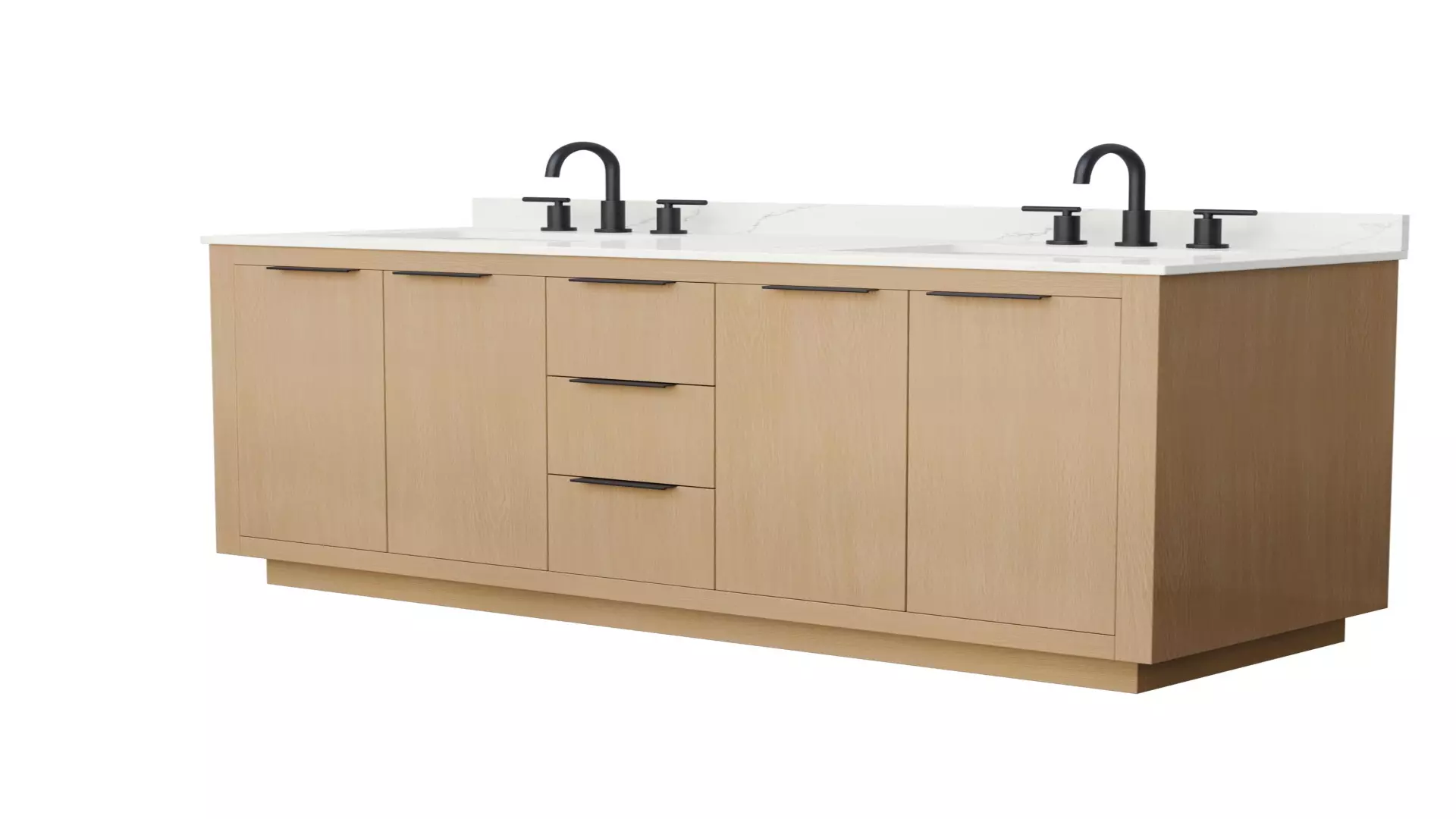 Maroni 60 Inch Double Bathroom Vanity in Light Straw, Giotto Quartz Countertop, Undermount Square Sinks (3-Hole), Matte Black Trim material