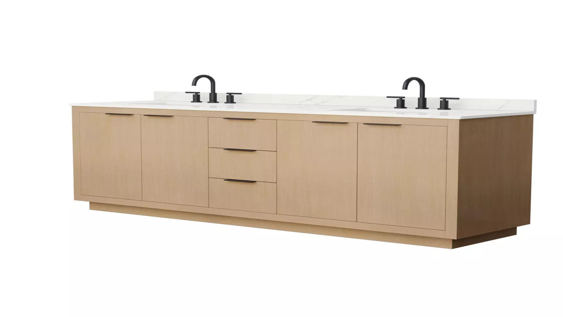 Maroni 80 Inch Double Bathroom Vanity in Light Straw, Giotto Quartz Countertop, Undermount Square Sinks (3-Hole), Matte Black Trim material
