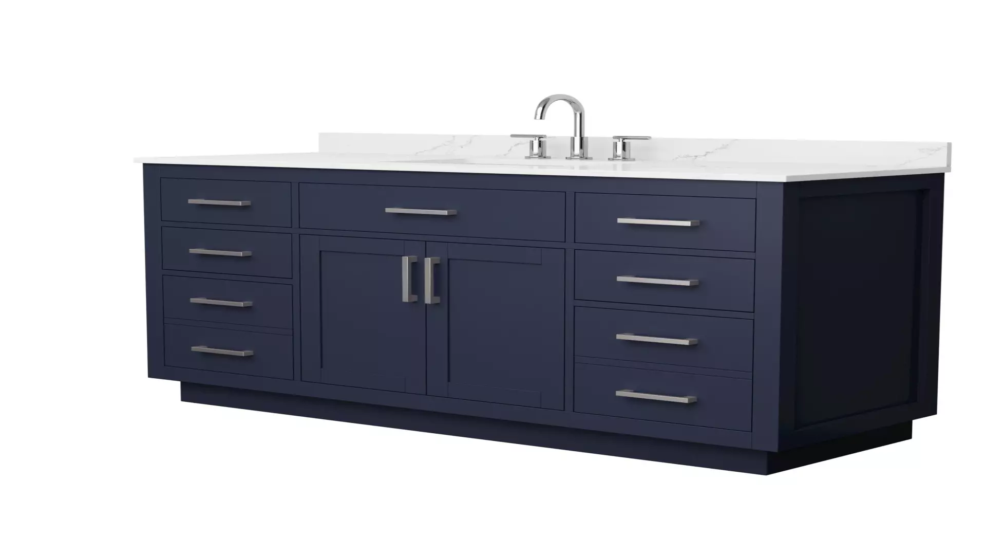 Beckett 60 Inch Single Bathroom Vanity with Toe Kick in Dark Blue, Giotto Quartz Countertop, Undermount Square Sink (3-Hole), Brushed Nickel Trim material
