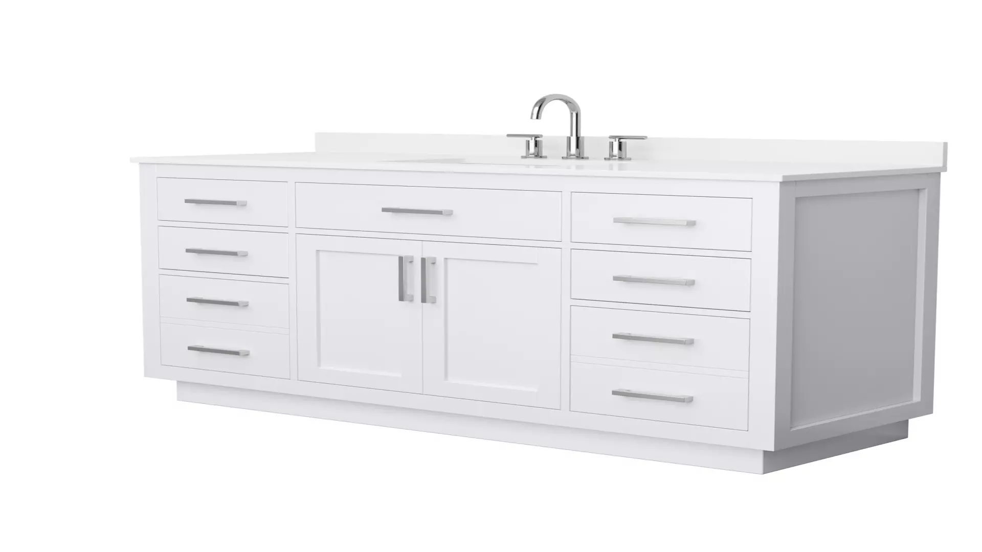 Beckett 60 Inch Single Bathroom Vanity with Toe Kick in White, White Quartz Countertop, Undermount Square Sink (3-Hole), Brushed Nickel Trim material