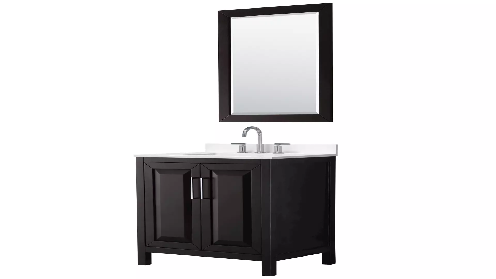 Daria 30 Inch Single Bathroom Vanity in Dark Espresso, White Quartz Countertop, Undermount Square Sink (3-Hole), Polished Chrome Trim, 24 Inch Mirror material