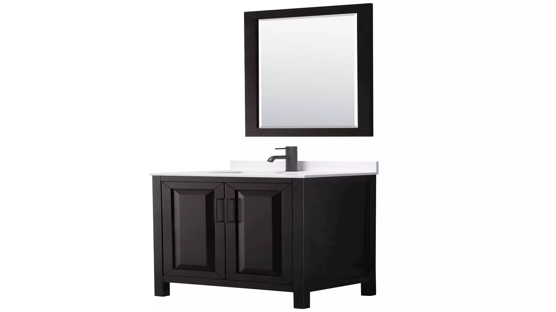 Daria 30 Inch Single Bathroom Vanity in Dark Espresso, White Quartz Countertop, Undermount Square Sink (1-Hole), Matte Black Trim, 24 Inch Mirror material