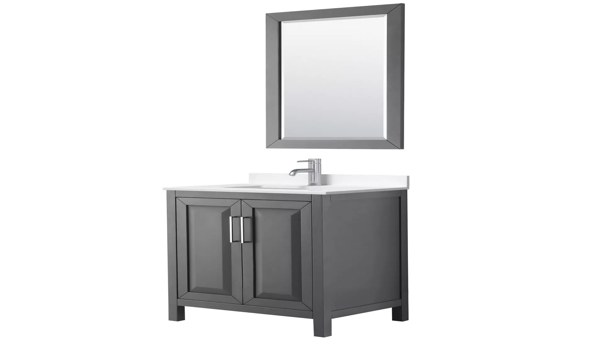 Daria 30 Inch Single Bathroom Vanity in Dark Gray, White Quartz Countertop, Undermount Square Sink (1-Hole), Polished Chrome Trim, 24 Inch Mirror material