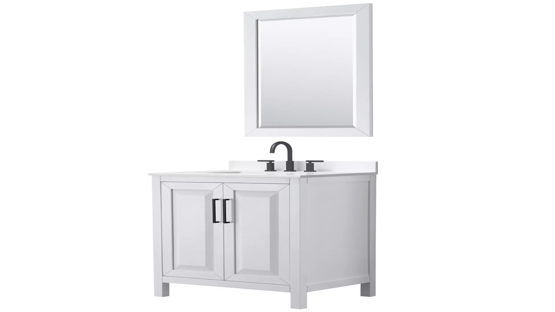 Daria 30 Inch Single Bathroom Vanity in White, White Quartz Countertop, Undermount Square Sink (3-Hole), Matte Black Trim, 24 Inch Mirror material