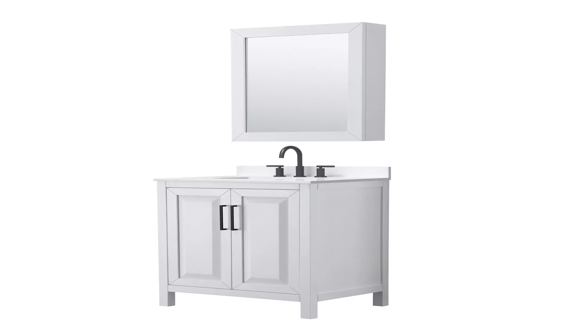 Daria 30 Inch Single Bathroom Vanity in White, White Quartz Countertop, Undermount Square Sink (3-Hole), Matte Black Trim, Medicine Cabinet material