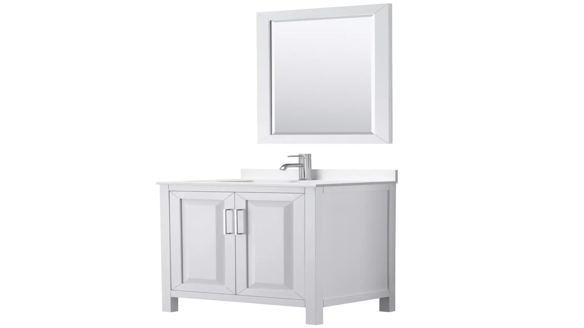 Daria 30 Inch Single Bathroom Vanity in White, White Quartz Countertop, Undermount Square Sink (1-Hole), Polished Chrome Trim, 24 Inch Mirror material