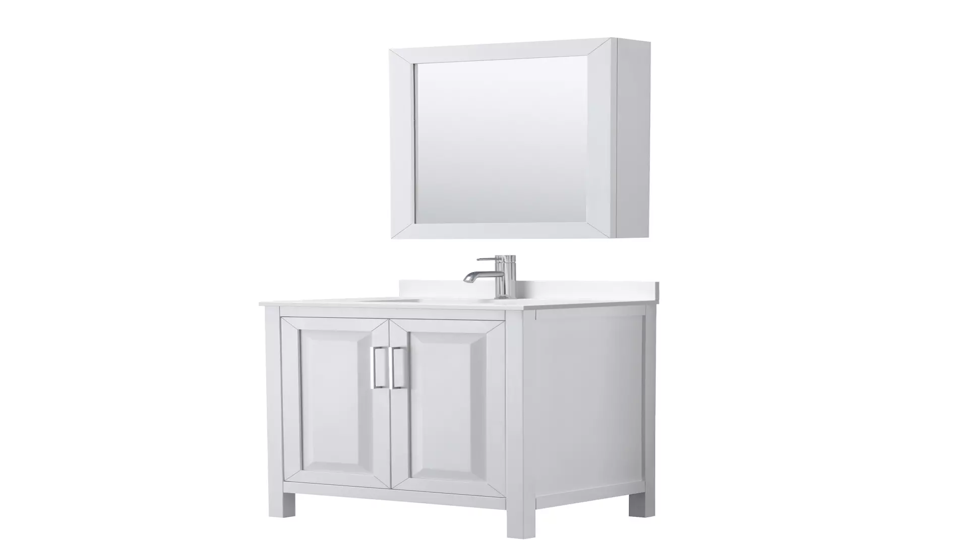 Daria 30 Inch Single Bathroom Vanity in White, White Quartz Countertop, Undermount Square Sink (1-Hole), Polished Chrome Trim, Medicine Cabinet material