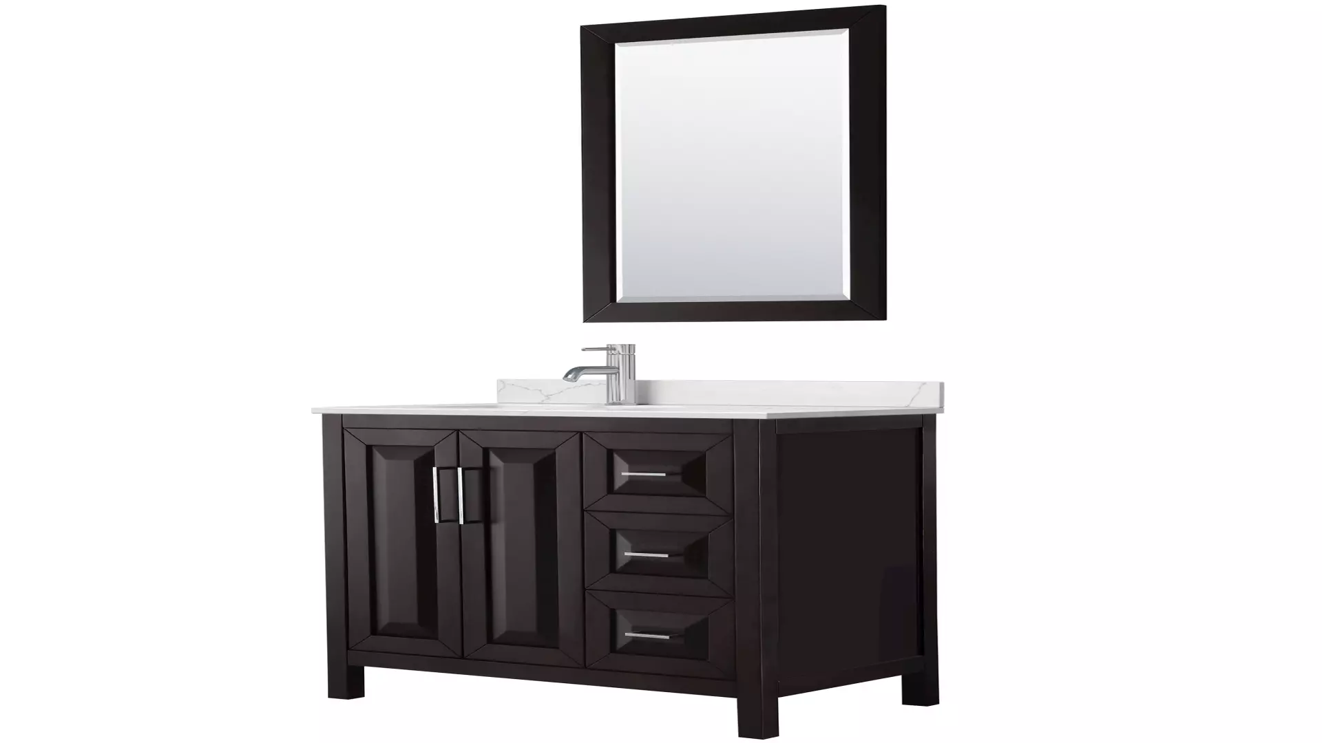 Daria 36 Inch Single Bathroom Vanity in Dark Espresso, Giotto Quartz Countertop, Undermount Square Sink (1-Hole), Polished Chrome Trim, 24 Inch Mirror material