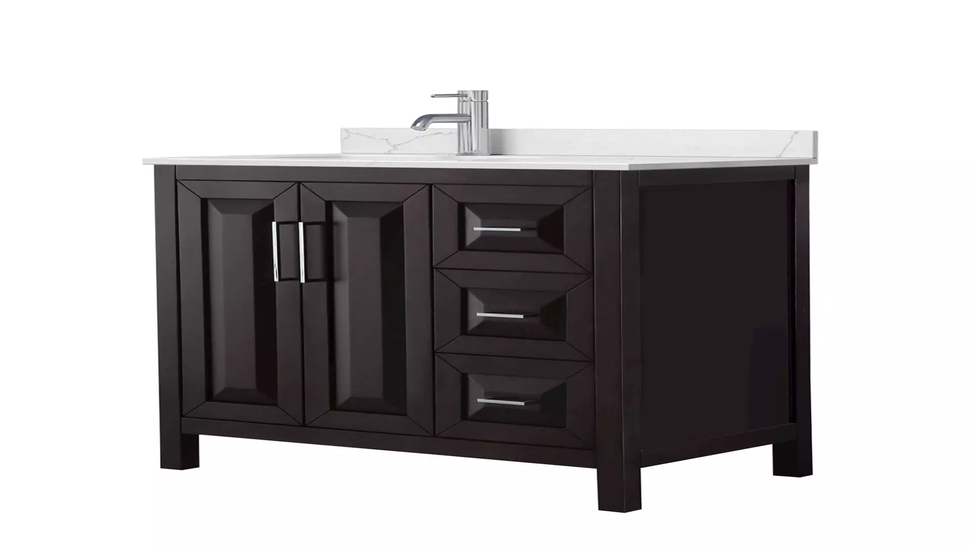 Daria 36 Inch Single Bathroom Vanity in Dark Espresso, Giotto Quartz Countertop, Undermount Square Sink (1-Hole), Polished Chrome Trim material
