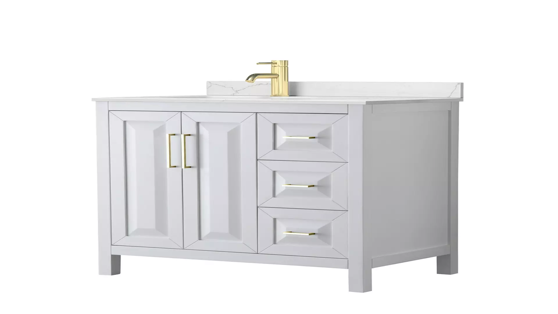 Daria 36 Inch Single Bathroom Vanity in White, Giotto Quartz Countertop, Undermount Square Sink (1-Hole), Brushed Gold Trim material