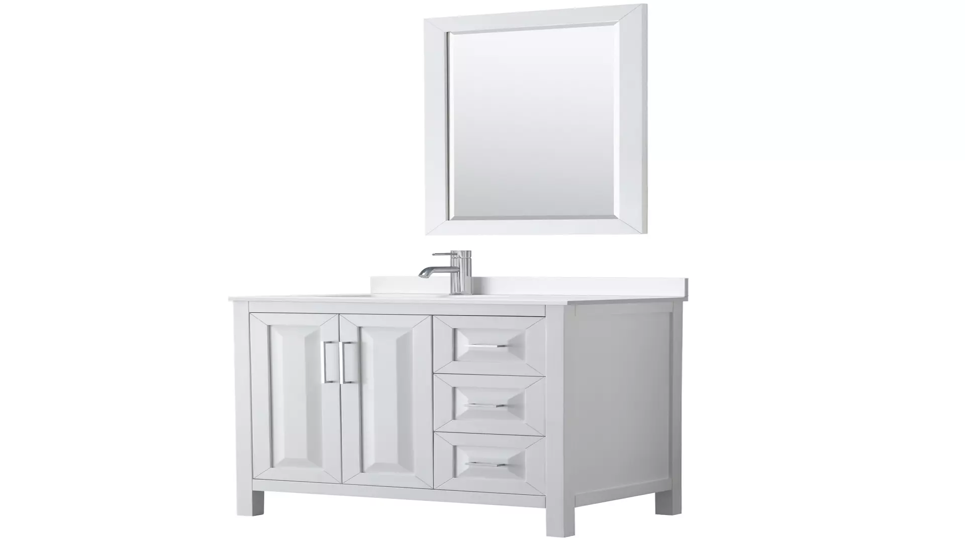 Daria 36 Inch Single Bathroom Vanity in White, White Quartz Countertop, Undermount Square Sink (1-Hole), Polished Chrome Trim, 24 Inch Mirror material