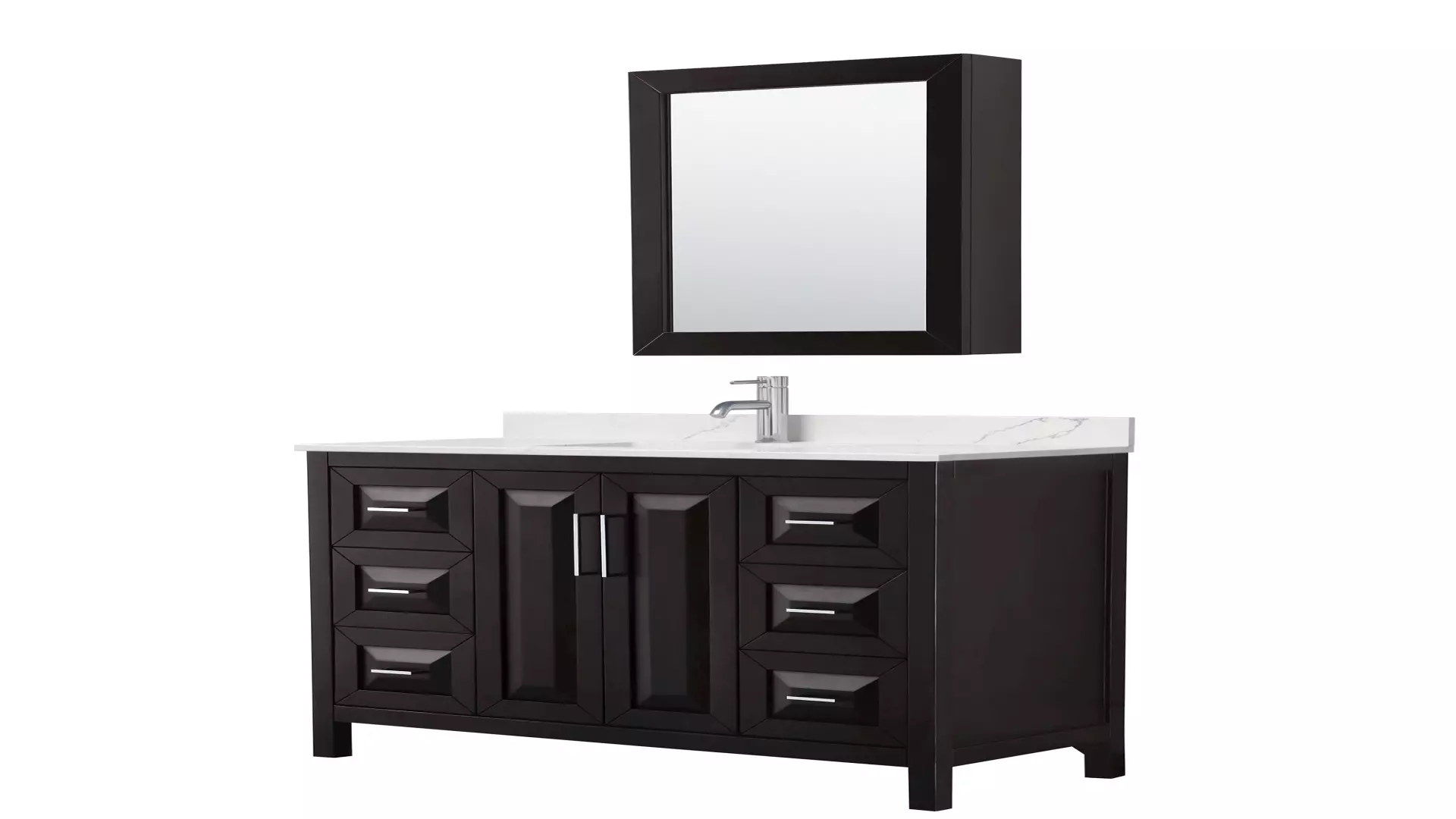 Daria 48 Inch Single Bathroom Vanity in Dark Espresso, Giotto Quartz Countertop, Undermount Square Sink (1-Hole), Polished Chrome Trim, Medicine Cabinet material