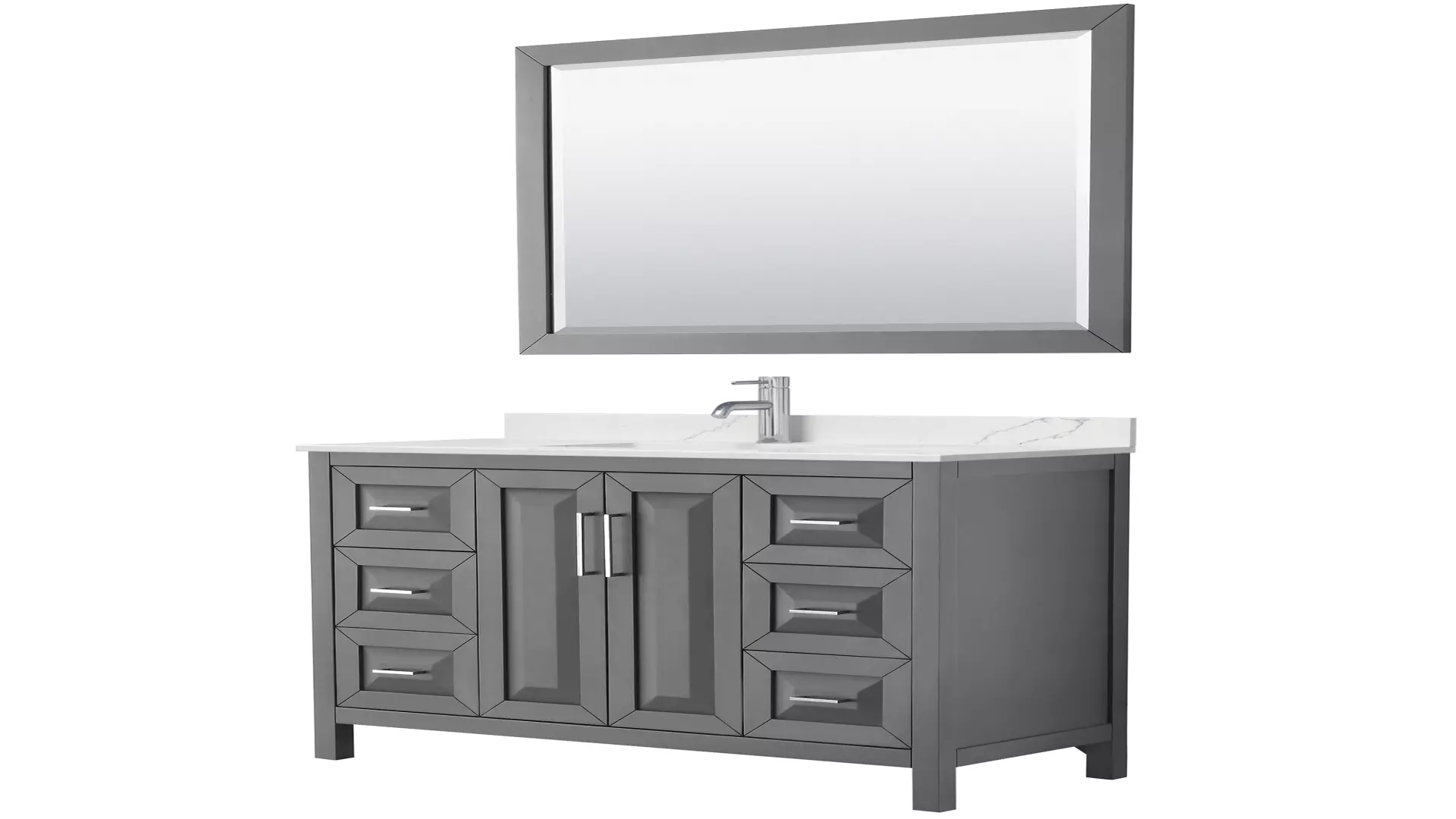 Daria 48 Inch Single Bathroom Vanity in Dark Gray, Giotto Quartz Countertop, Undermount Square Sink (1-Hole), Polished Chrome Trim, 46 Inch Mirror material