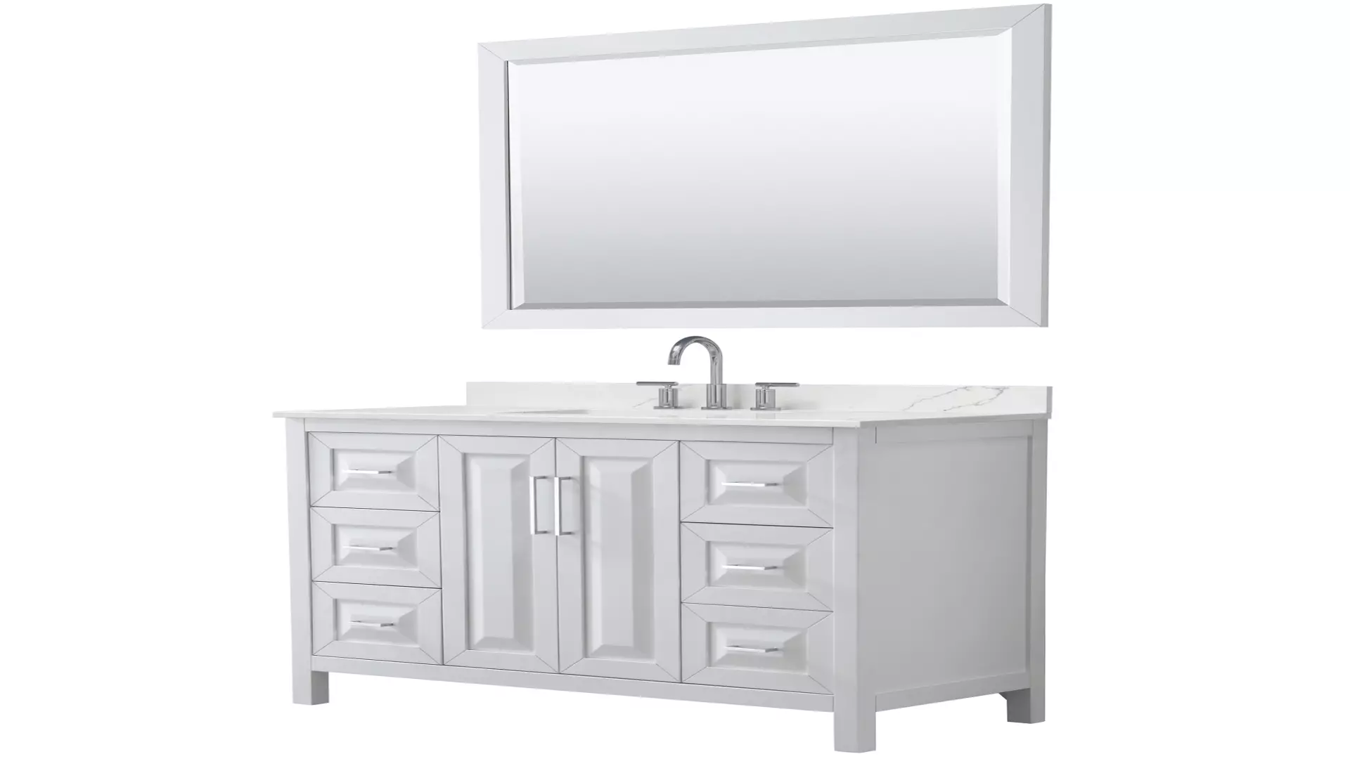 Daria 48 Inch Single Bathroom Vanity in White, Giotto Quartz Countertop, Undermount Square Sink (3-Hole), Polished Chrome Trim, 46 Inch Mirror material
