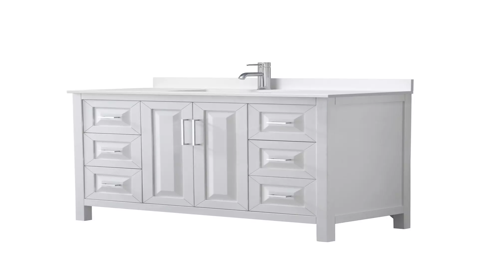 Daria 48 Inch Single Bathroom Vanity in White, White Quartz Countertop, Undermount Square Sink (1-Hole), Polished Chrome Trim material