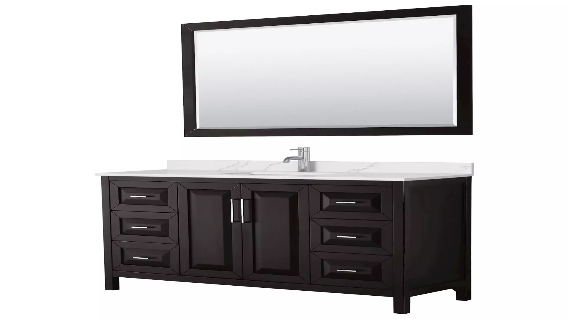 Daria 60 Inch Single Bathroom Vanity in Dark Espresso, Giotto Quartz Countertop, Undermount Square Sink (1-Hole), Polished Chrome Trim, 58 Inch Mirror material