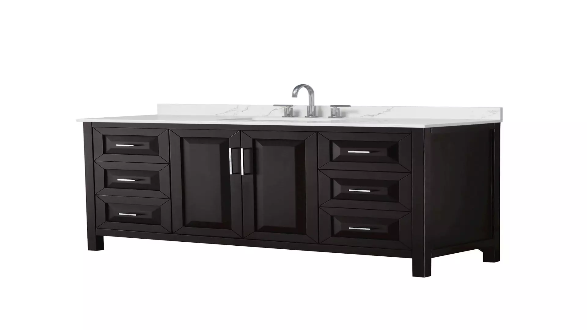 Daria 60 Inch Single Bathroom Vanity in Dark Espresso, Giotto Quartz Countertop, Undermount Square Sink (3-Hole), Polished Chrome Trim material