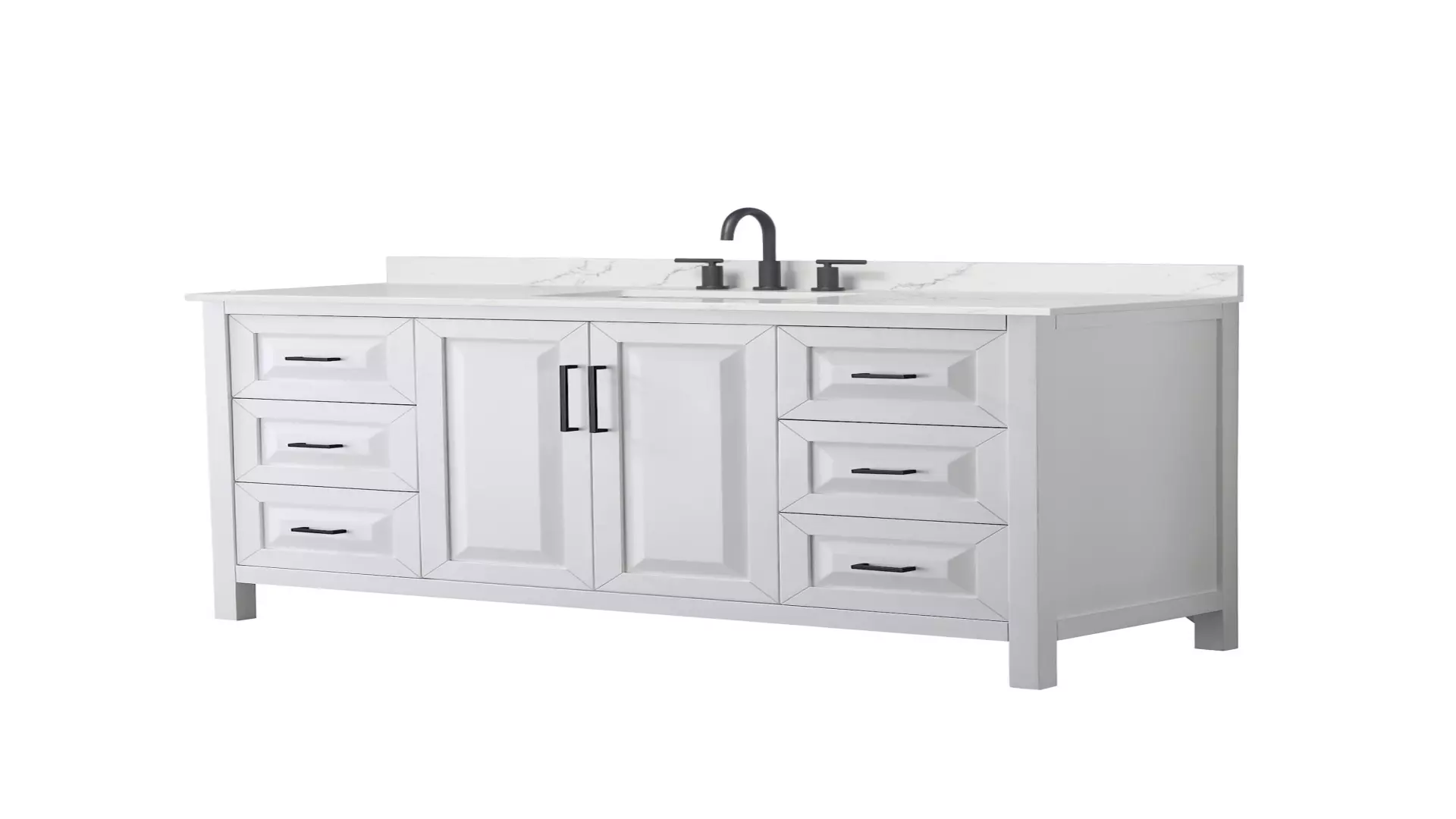 Daria 60 Inch Single Bathroom Vanity in White, Giotto Quartz Countertop, Undermount Square Sink (3-Hole), Matte Black Trim material