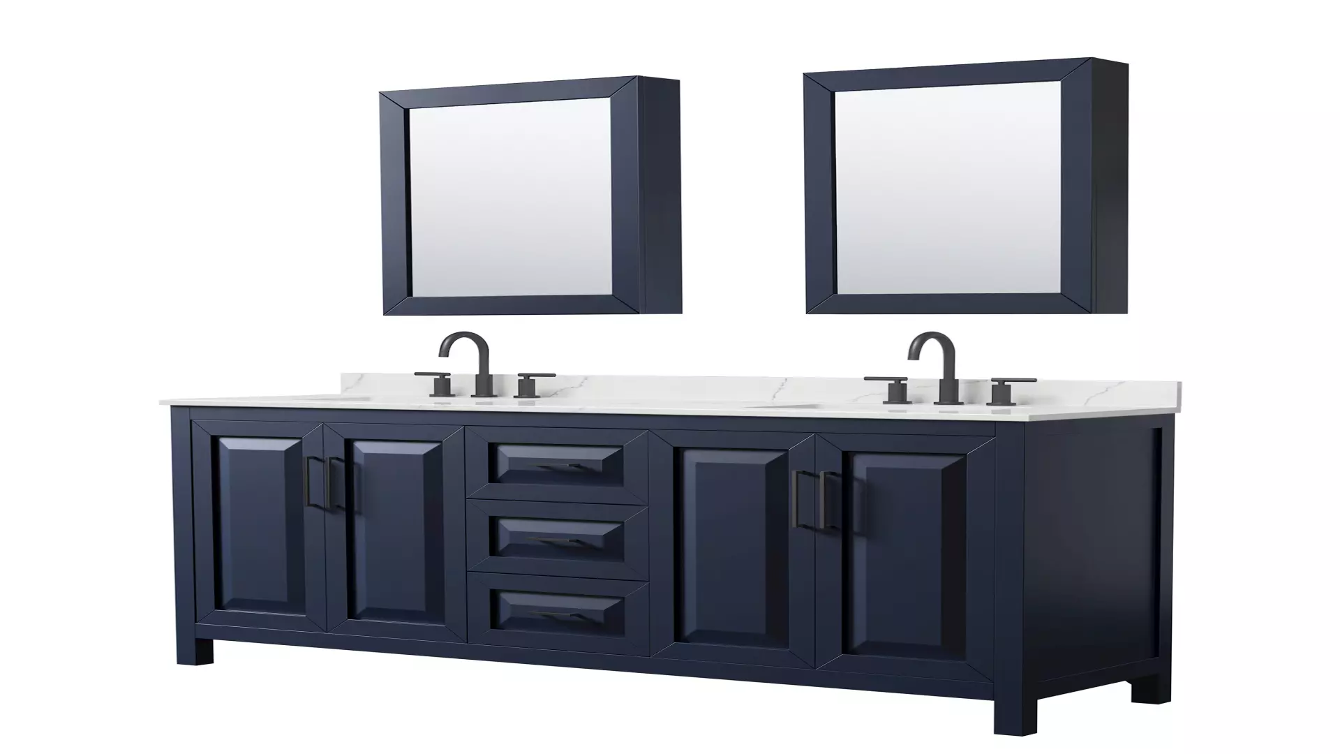 Daria 72 Inch Double Bathroom Vanity in Dark Blue, Giotto Quartz Countertop, Undermount Square Sinks (3-Hole), Matte Black Trim, Medicine Cabinets material