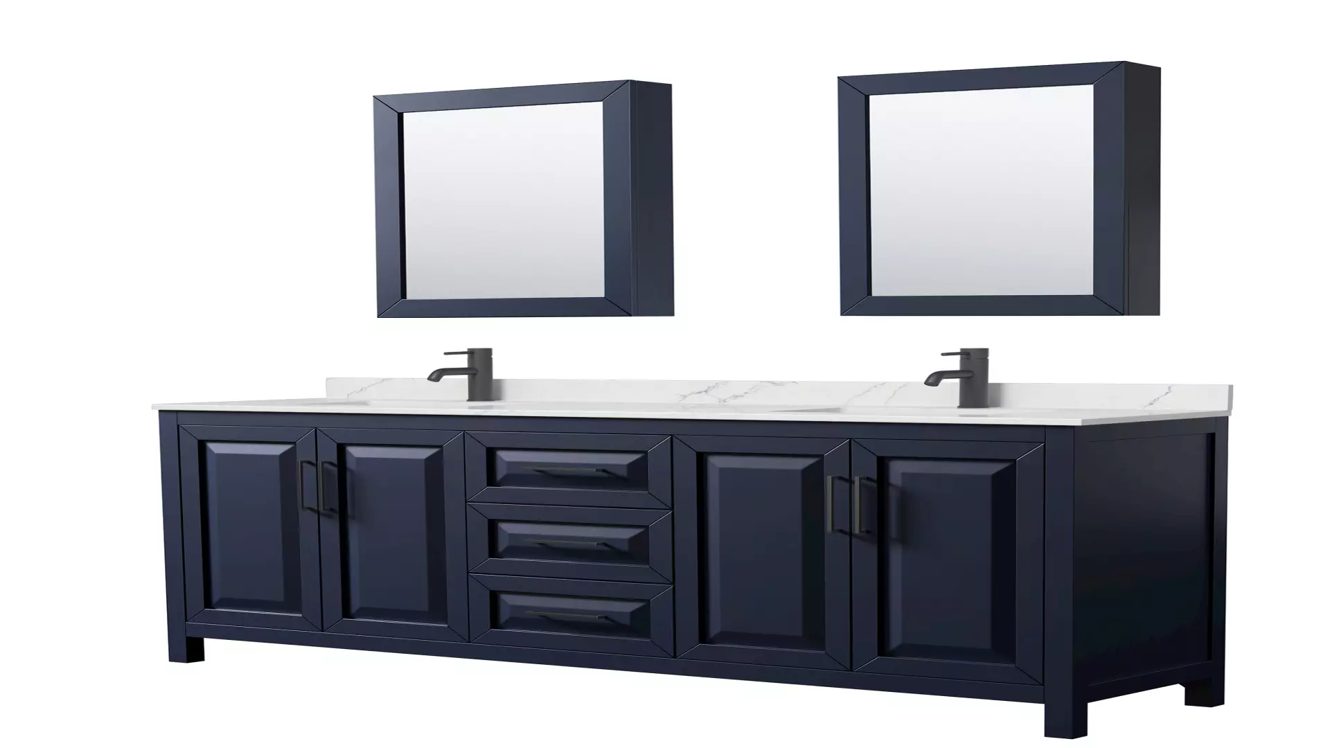 Daria 80 Inch Double Bathroom Vanity in Dark Blue, Giotto Quartz Countertop, Undermount Square Sinks (1-Hole), Matte Black Trim, Medicine Cabinets material