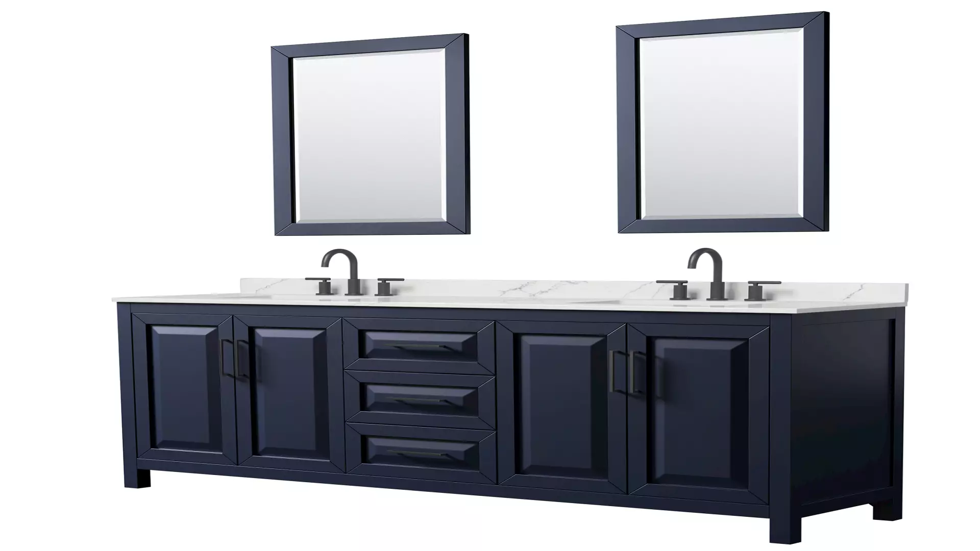 Daria 80 Inch Double Bathroom Vanity in Dark Blue, Giotto Quartz Countertop, Undermount Square Sinks (3-Hole), Matte Black Trim, 24 Inch Mirrors material