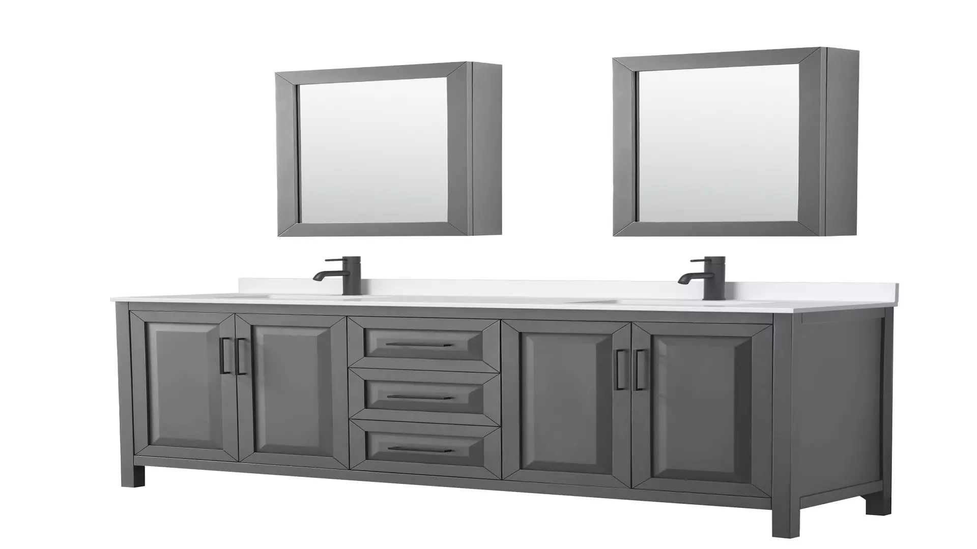 Daria 80 Inch Double Bathroom Vanity in Dark Gray, White Quartz Countertop, Undermount Square Sinks (1-Hole), Matte Black Trim, Medicine Cabinets material